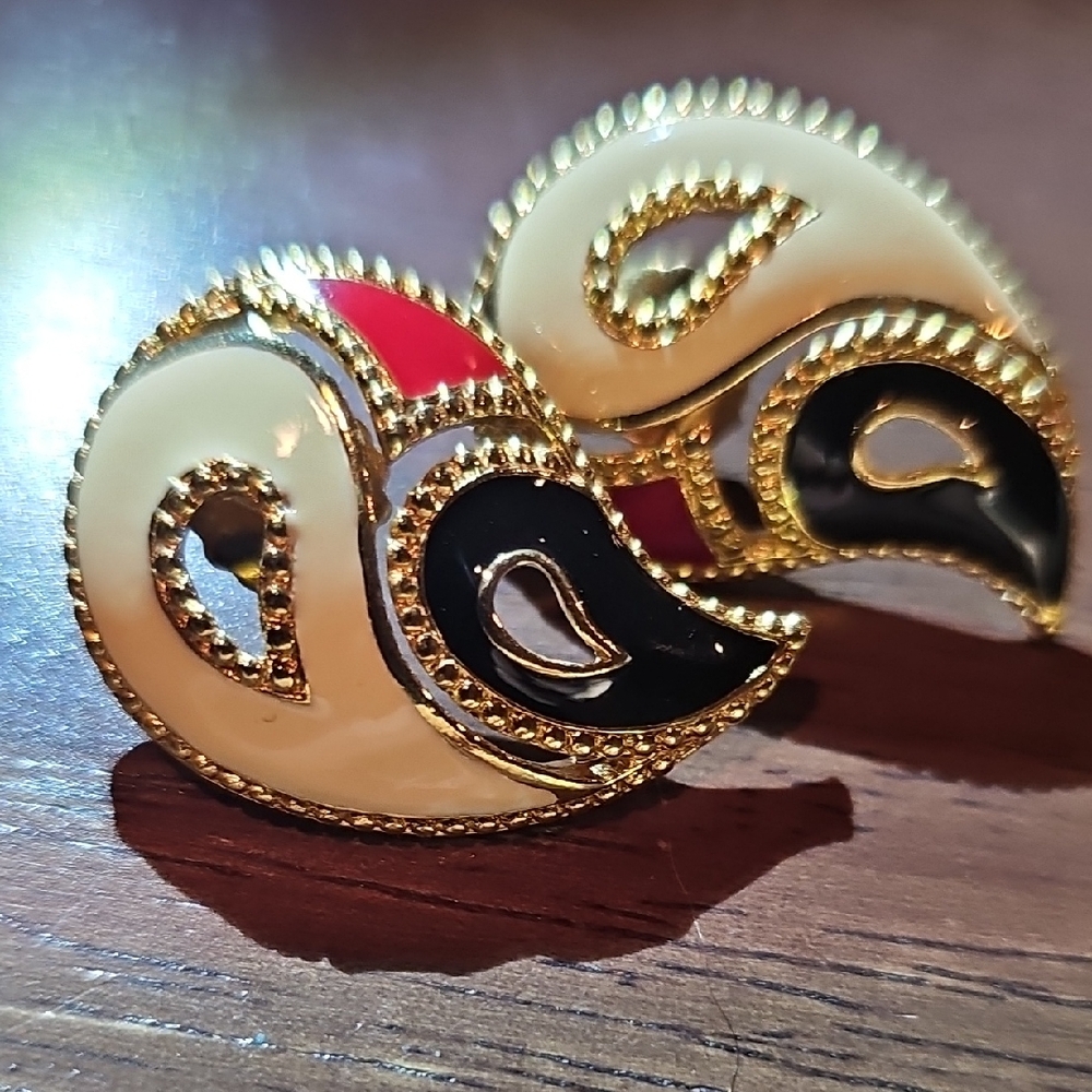Elegant Gold and Black Enamel Earrings